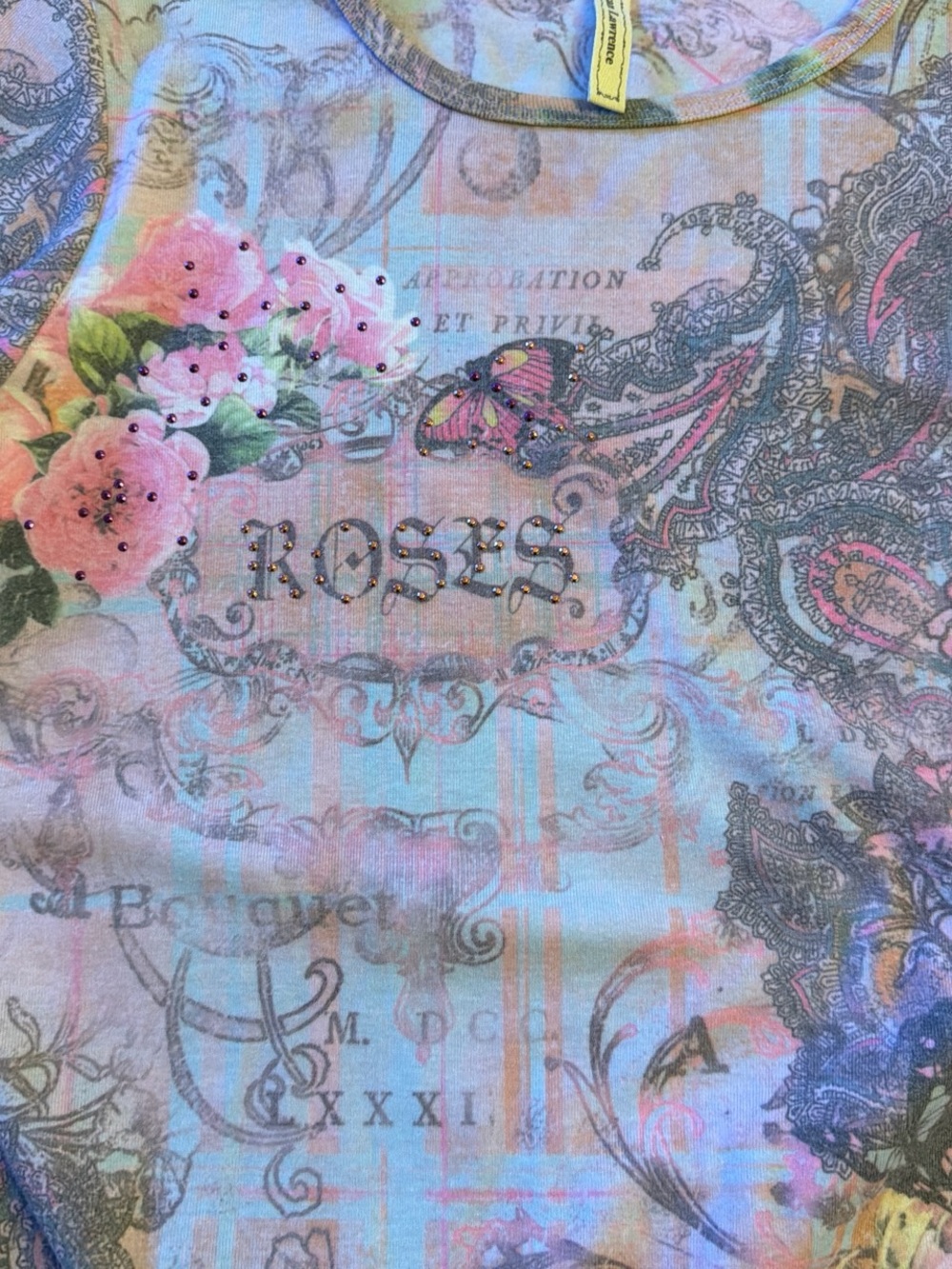 Susan Lawrence Floral Paisley Long-Sleeve Top - Pink, Peach, Blue - Picture 2 of 5